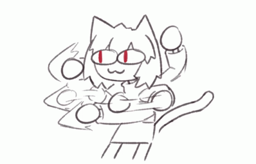 Cute Cat Girl Drawing Ora Ora Ora GIF