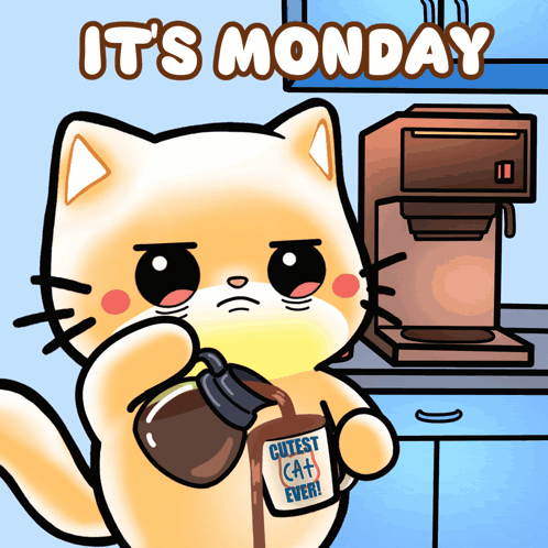 Cute Cat Holding Coffee Cup