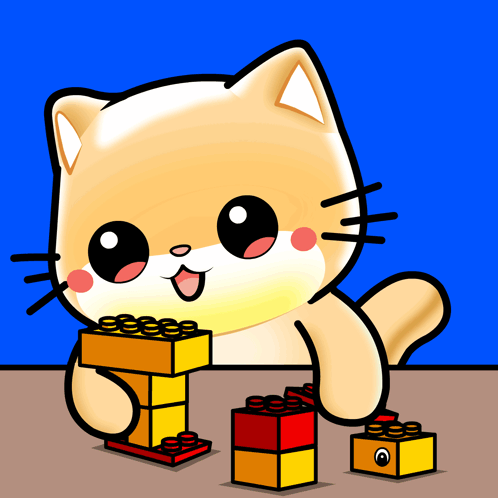 Cute Cat Lego Assemble GIF