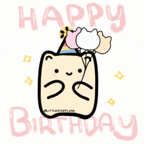 Cute Catty Corn Birthday Balloons GIF