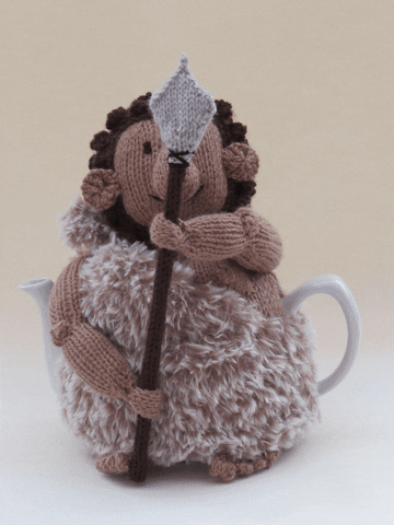 Cute Caveman Holding Spear Crochet GIF