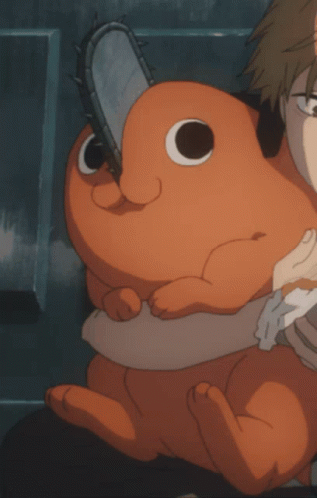 Cute Chainsaw Man Pochita Eating GIF