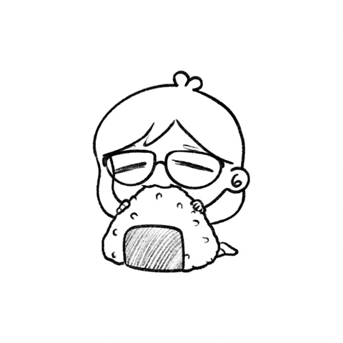 Cute Character With Eyeglasses Eating Rice Ball GIF