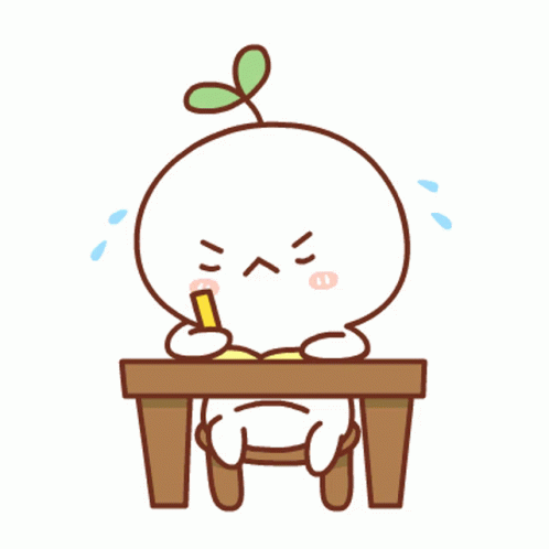 Cute Chibby Angry Doing Homework GIF