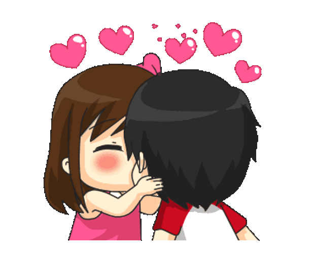 Cute Chibi Anime Kisses GIF.