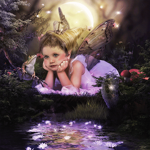 Cute Child Fairy Leaning On Grass GIF