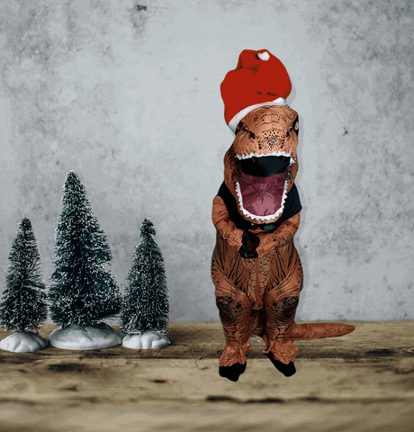 Cute Christmas Dino Costume GIF
