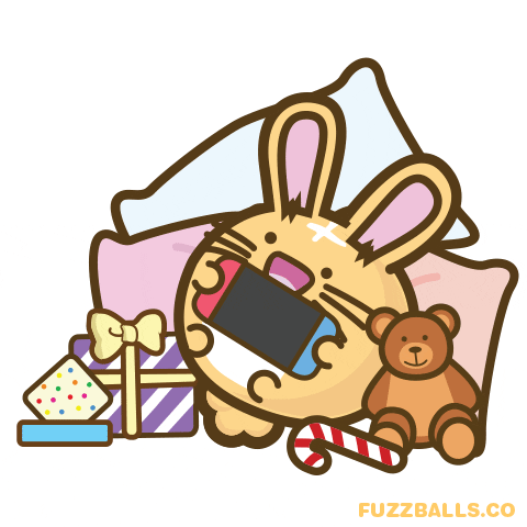 Cute Christmas Fuzz Ball Bunny Presents GIF