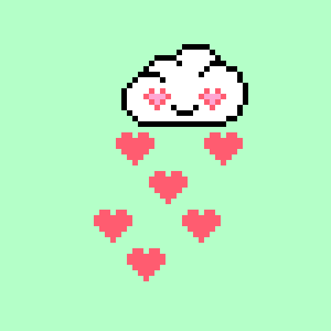 Cute Cloud Heart Pixel GIF