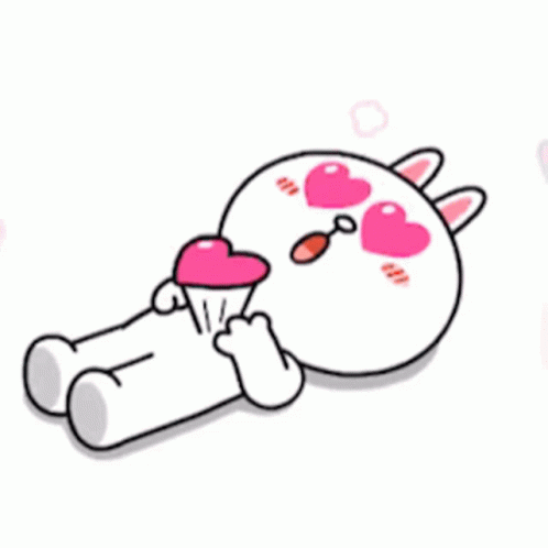 Cute Cony Rabbit In Love Heart Pumping Sticker GIF