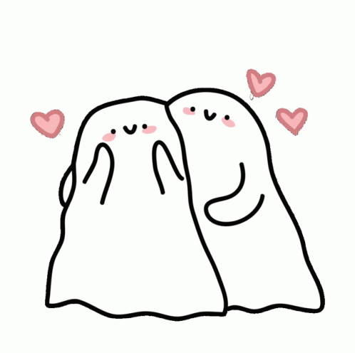 Cute Couple Ghost With Hearts GIF