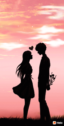 Cute Couple Heart Silhouette GIF
