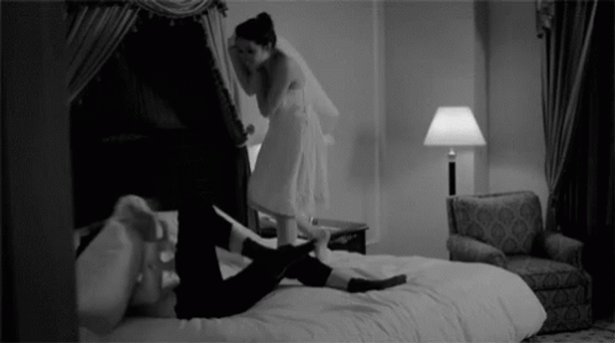 Cute Couple Pillow Fight GIF