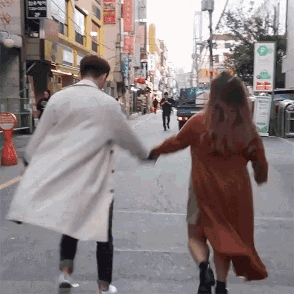 Cute Couples Happily Walking GIF