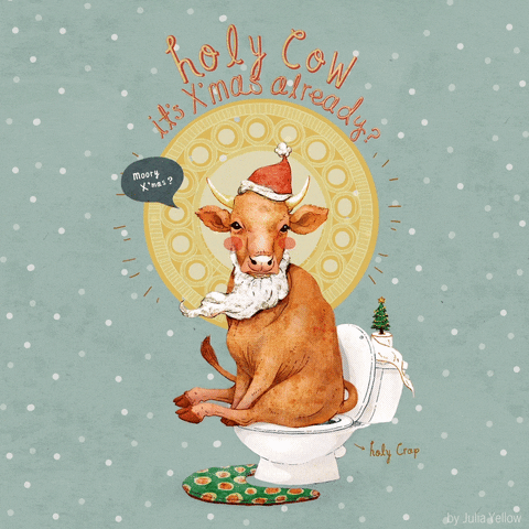 Cute Cow Greeting Merry Christmas GIF