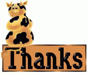 Cute Cow Tail Thank You Clipart GIF