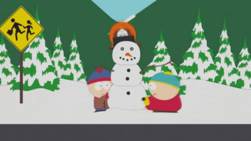 Cute Creeks Play With Snowman GIF