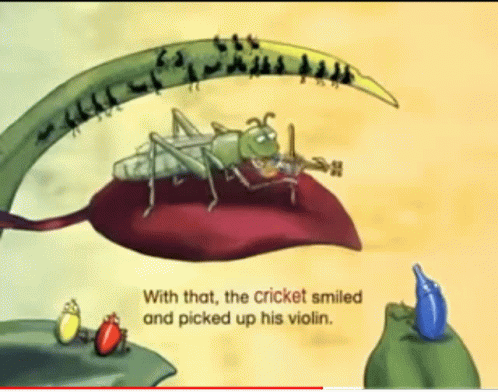 Cute Cricket Musician Cartoon GIF