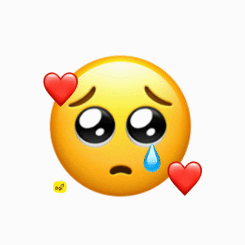 Cute Crying Emoji With Hearts GIF