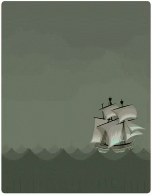 Cute Cthulhu Kissing Sailing Ship GIF