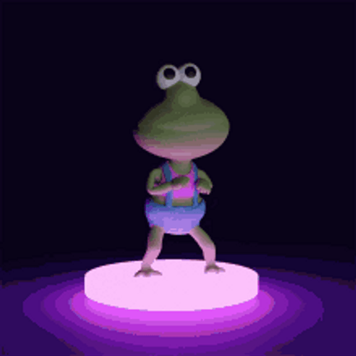 Cute Dancing Frog Stage Party Lights Out GIF