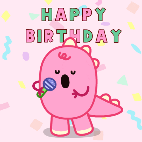 Cute Dinosally Sticker Singing Happy Birthday GIF