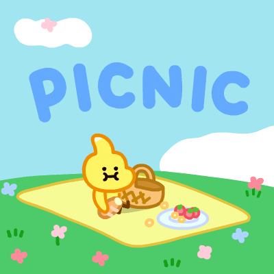 Cute Dinosaur Elly Happy Picnic GIF