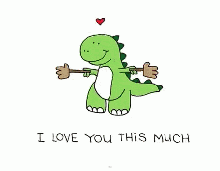 Cute Dinosaur Love Stretch GIF