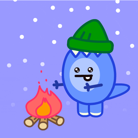 Cute Dinosaur Pako Snow Bonfire GIF