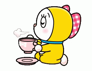 Cute Doraemon Dorami Coffee Drink GIF