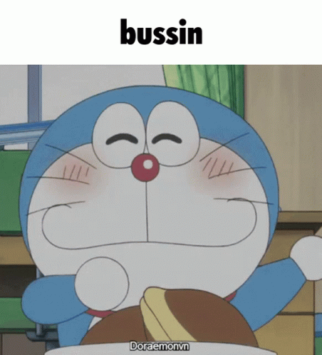 Cute Doraemon Eating Bussin Meme GIF