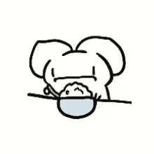 Cute Drawing Of Character Eating Rice GIF