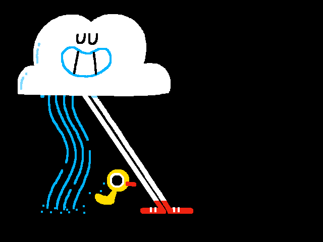 Cute Duck Following Pouring Rain GIF