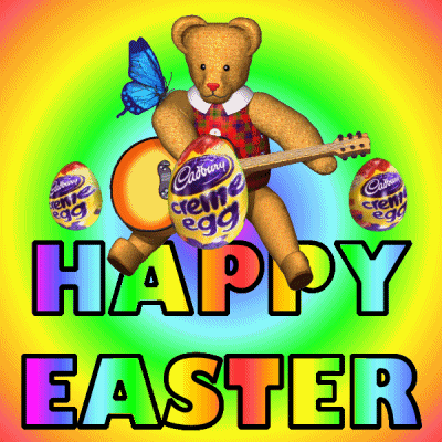 Cute Easter Bear Playing Guitar GIF