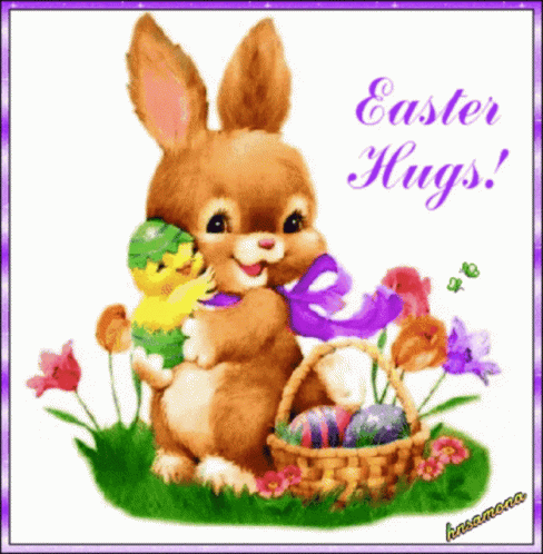 Cute Easter Bunny Hugs GIF