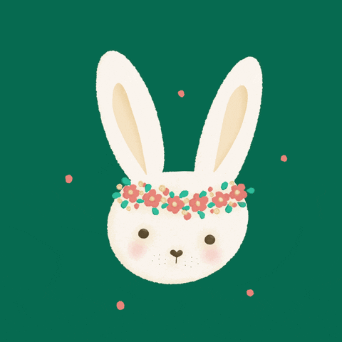 Cute Easter Bunny With Flower Band GIF