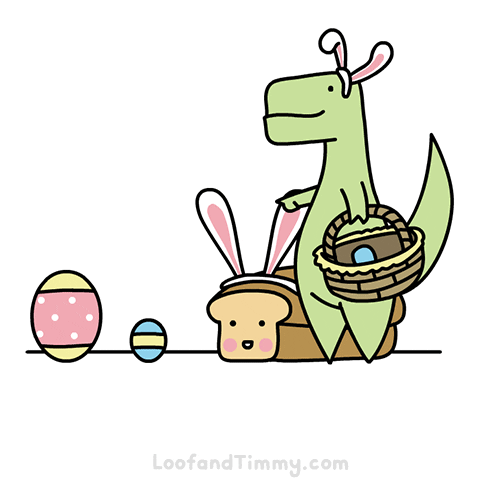 Cute Easter Dinosaur Holding A Basket GIF