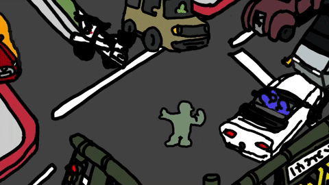 Cute Eating Big People Monster Inside House GIF