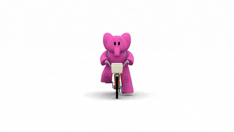Cute Elly Pink Elephant Riding Bike GIF