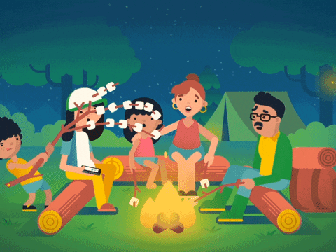 Cute Family Art Campfire Night GIF