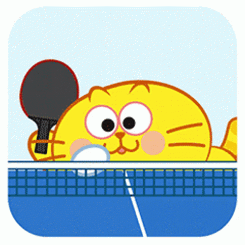 Cute Fat Cat Sticker Playing Table Tennis GIF