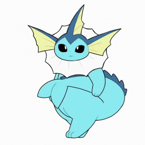 Cute Fat Vaporeon Water Pokemon Walking GIF