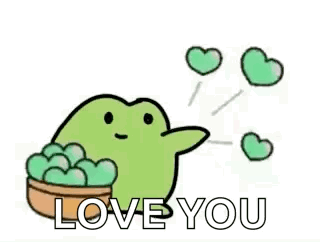Cute Frog Green Heart Love Ya GIF