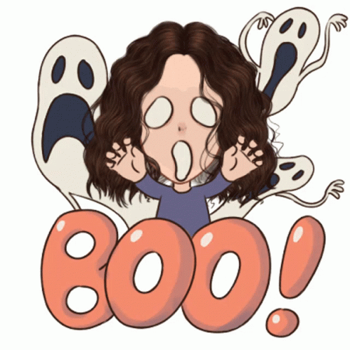 Cute Ghost Curly Woman Boo GIF