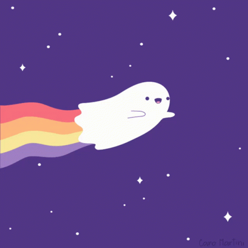 Cute Ghost With Rainbow Tail GIF