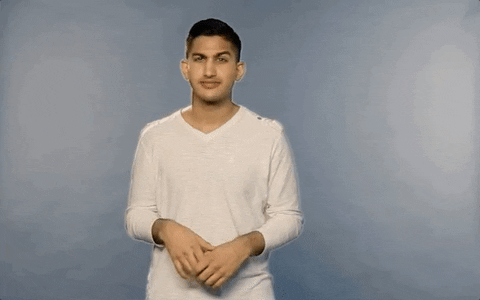 Cute Giggling Guy Eyebrows Raise GIF