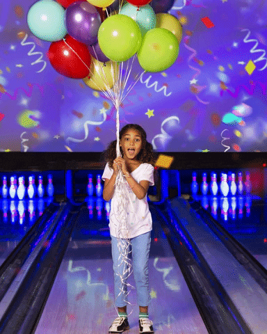 Cute Girl Celebrating In Bowling Alley GIF