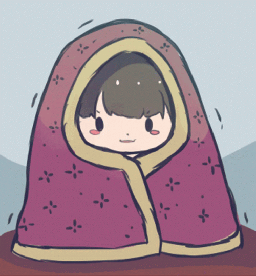 Cute Girl Covered In Blanket Freezing Animation GIF