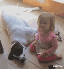 Cute Girl Dog Hug GIF