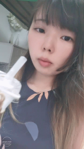 Cute Girl Drinking Boba Tea GIF